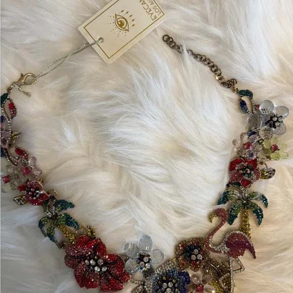 Eye Candy PINK FLAMINGO Floral Necklace - Picture 8 of 8